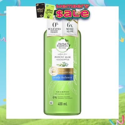 HERBAL ESSENCES - Bio:Renew Potent Aloe + Eucalyptus Shampoo (Balance Scalp, Protect Colored Hair) 400 ml