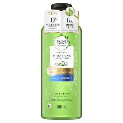 HERBAL ESSENCES Bio:Renew Potent Aloe + Eucalyptus Shampoo (Balance Scalp, Protect Colored Hair) 400 ml