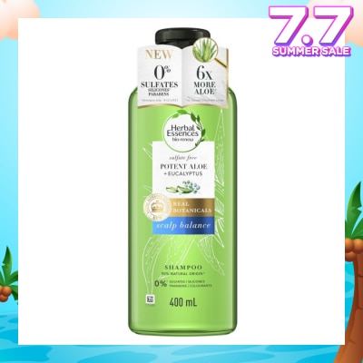 HERBAL ESSENCES Bio:Renew Potent Aloe + Eucalyptus Shampoo (Balance Scalp, Protect Colored Hair) 400 ml