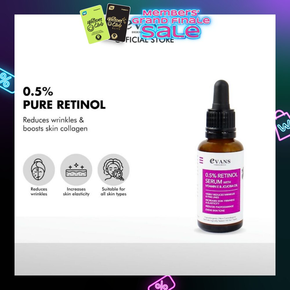 0.5% Retinol Serum With Vitamin E & Jojoba Oil (For Anti-Aging, Reduces Wrinkles & Firms Skin) 30ml