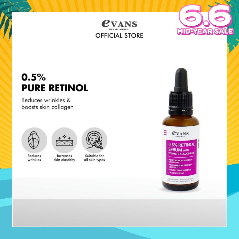 0.5% Retinol Serum With Vitamin E & Jojoba Oil (For Anti-Aging, Reduces Wrinkles & Firms Skin) 30ml