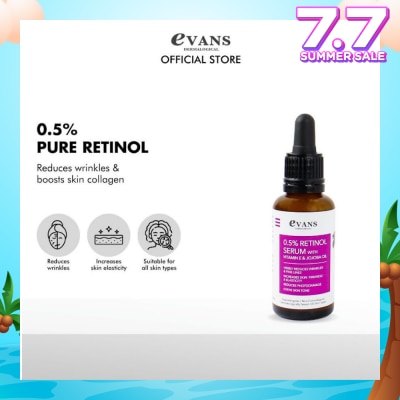 EVANS 0.5% Retinol Serum With Vitamin E & Jojoba Oil (For Anti-Aging, Reduces Wrinkles & Firms Skin) 30ml