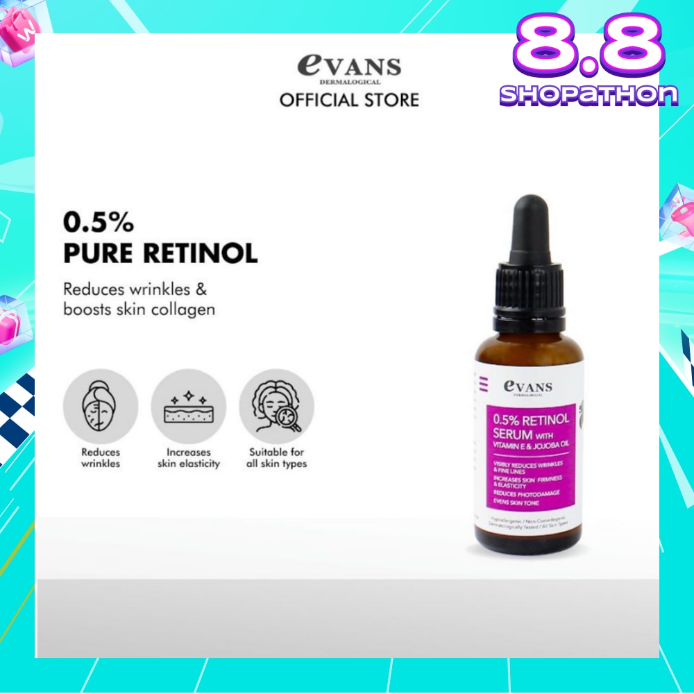 0.5% Retinol Serum With Vitamin E & Jojoba Oil (For Anti-Aging, Reduces Wrinkles & Firms Skin) 30ml