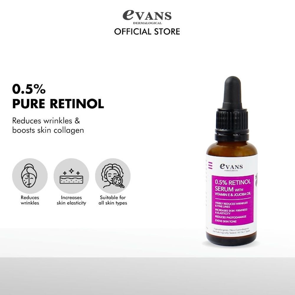 0.5% Retinol Serum With Vitamin E & Jojoba Oil (For Anti-Aging, Reduces Wrinkles & Firms Skin) 30ml