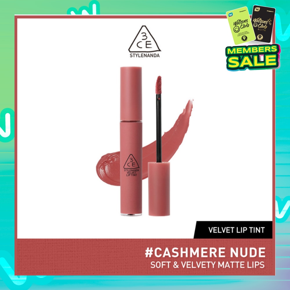 3CE Velvet Lip Tint #Cashmere Nude (Soft & Velvety Matte Lips) 28g