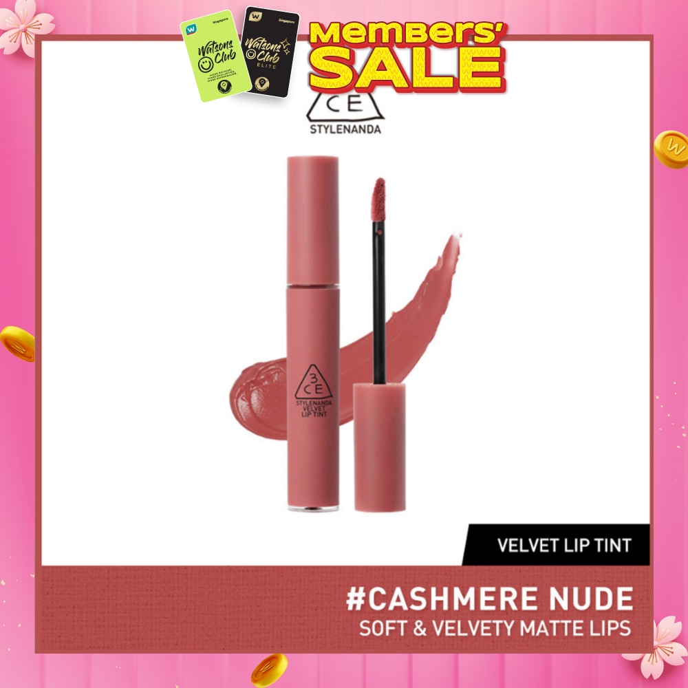 3CE Velvet Lip Tint #Cashmere Nude (Soft & Velvety Matte Lips) 28g