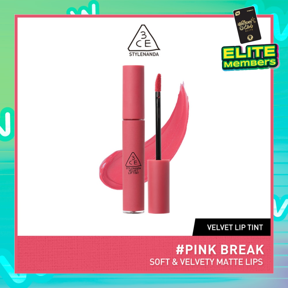 3CE Velvet Lip Tint #Pink Break (Soft & Velvety Matte Lips) 28g