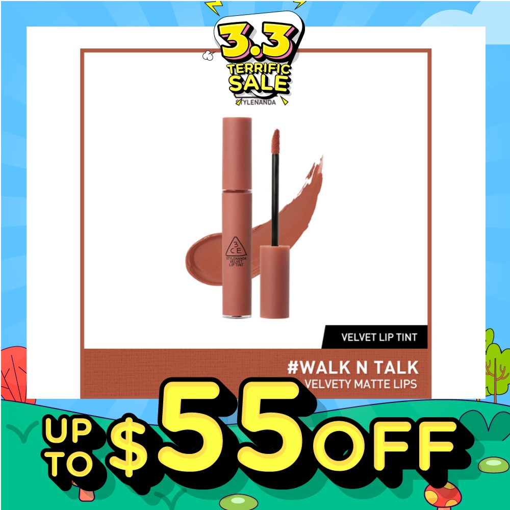 3CE Velvet Lip Tint #Walk N Talk (Soft & Velvety Matte Lips) 28g