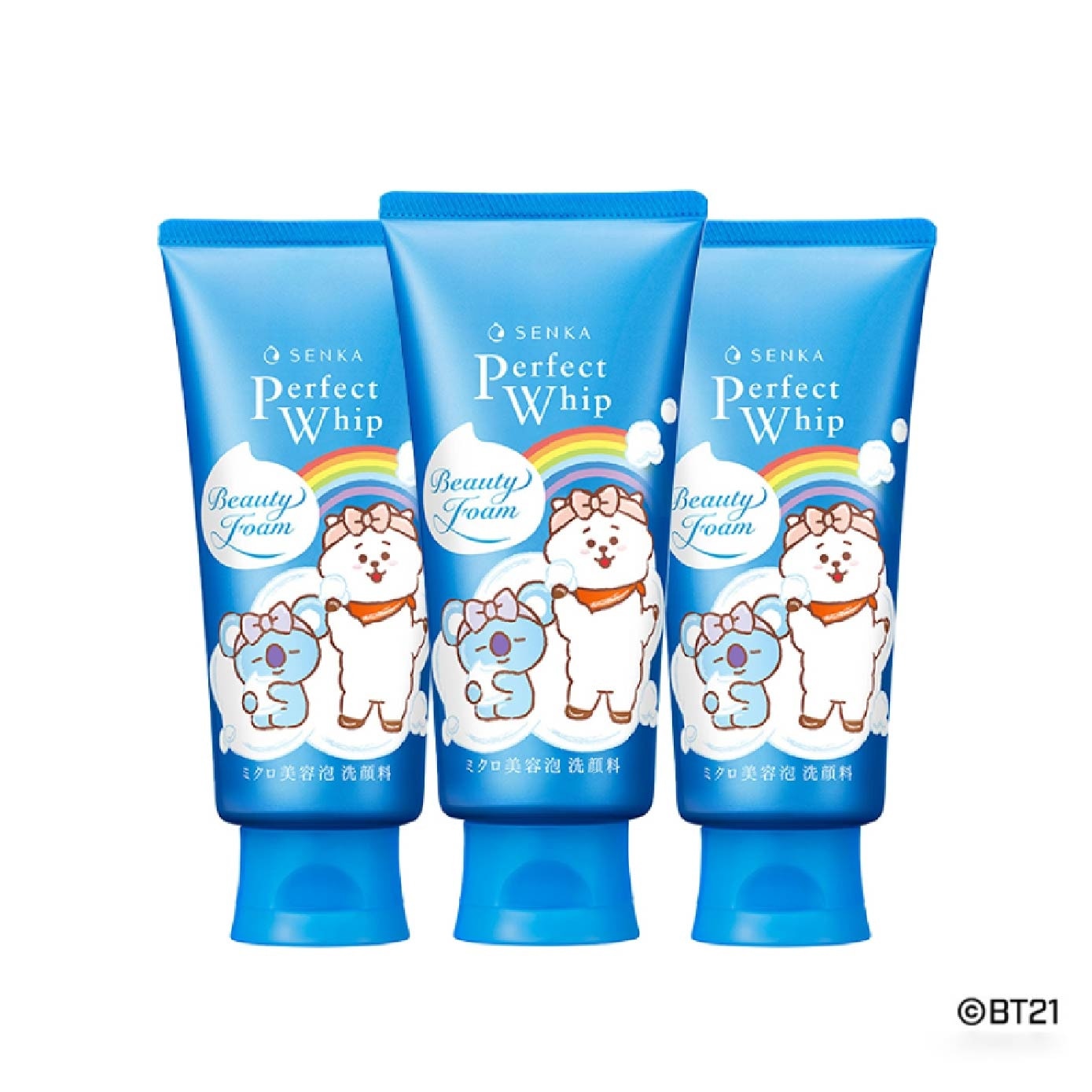 Perfect Whip Beauty Foam Facial Cleanser BT21 Special Edition Pack Set (For All Skin Types, To Clear & Moist Skin) 120g x 3s