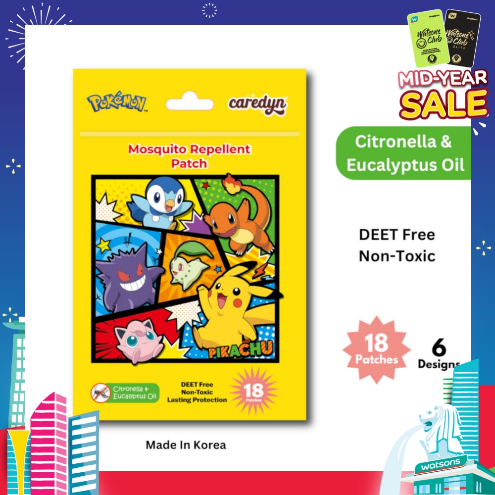 Pokemon Mosquito Repellent Patch Citronella & Eucalyptus Oil 18s