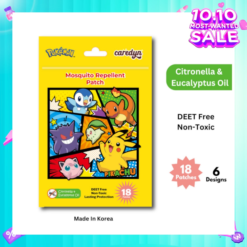 Pokemon Mosquito Repellent Patch Citronella & Eucalyptus Oil 18s