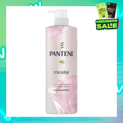 PANTENE Micellar Detox and Hydrate With Rose Water Extract Scalp Shampoo (Protect Hair from Dryness and Dullness) 530ml