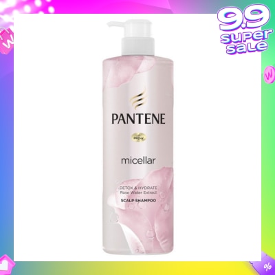 PANTENE Micellar Detox and Hydrate With Rose Water Extract Scalp Shampoo (Protect Hair from Dryness and Dullness) 530ml