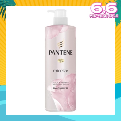 PANTENE Micellar Detox and Hydrate With Rose Water Extract Scalp Shampoo (Protect Hair from Dryness and Dullness) 530ml