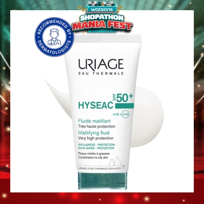 URIAGE - Hyseac Mattifying Fluid SPF50+ (For Combination To Oily Skin) 50ml (Expiry: Apr`2027)