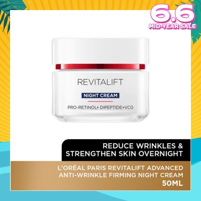 L'OREAL PARIS SKINCARE Revitalift Advanced Anti-Wrinkle Firming Night Cream (Reduce Wrinkles & Strengthen Skin Overnight) 50ml