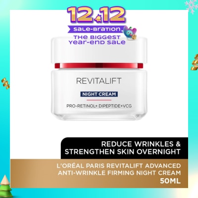 L'OREAL PARIS SKINCARE Revitalift Advanced Anti-Wrinkle Firming Night Cream (Reduce Wrinkles & Strengthen Skin Overnight) 50ml