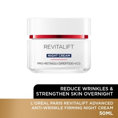 L'OREAL PARIS SKINCARE Revitalift Advanced Anti-Wrinkle Firming Night Cream (Reduce Wrinkles & Strengthen Skin Overnight) 50ml