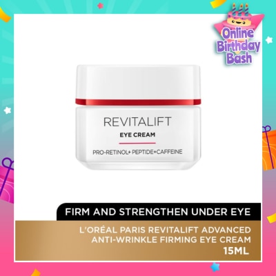 L'OREAL PARIS SKINCARE Revitalift Advanced Anti-Wrinkle Firming Eye Cream (Reduce Firm & Strengthen Under Eye) 15ml