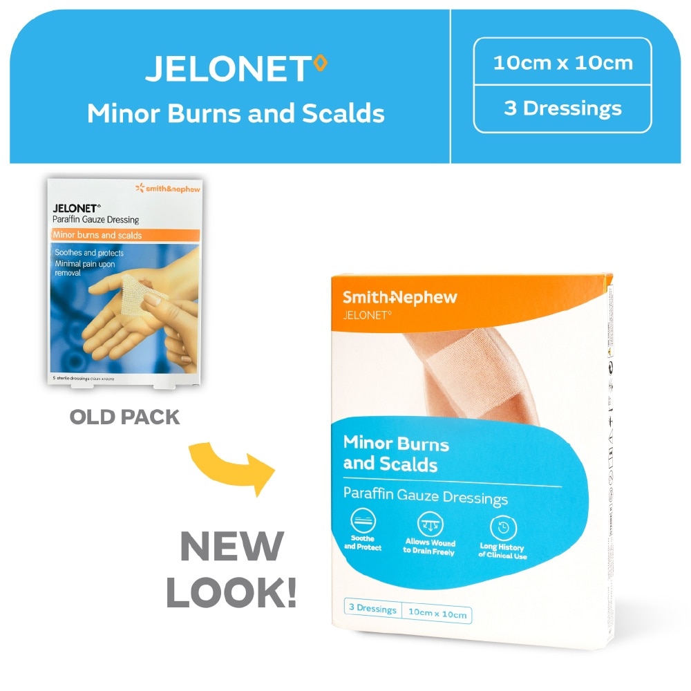 Jelonet Minor Burns and Scalds 10cm x 10cm 3s