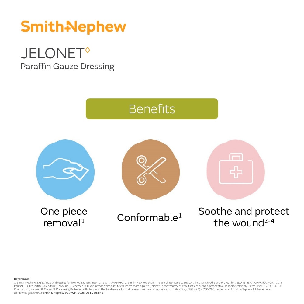 Jelonet Minor Burns and Scalds 10cm x 10cm 3s