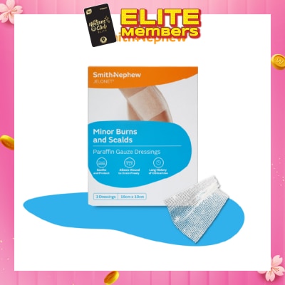 SMITH & NEPHEW Jelonet Minor Burns and Scalds 10cm x 10cm 3s