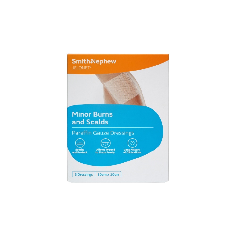 Jelonet Minor Burns and Scalds 10cm x 10cm 3s