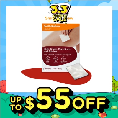 SMITH & NEPHEW Melolin Cuts, Grazes, Minor Burns and Stitches 10cm x 10cm 3s