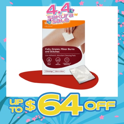 SMITH & NEPHEW - Melolin Cuts, Grazes, Minor Burns and Stitches 10cm x 10cm 3s