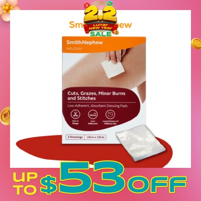 SMITH & NEPHEW Melolin Cuts, Grazes, Minor Burns and Stitches 10cm x 10cm 3s