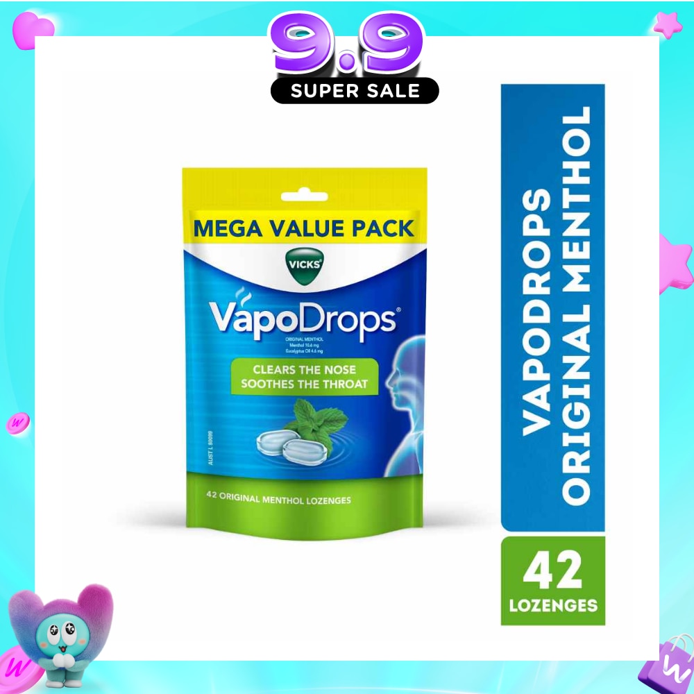 VapoDrops Original Menthol Lozenges Mega Value Pack (To Clear Nose & Soothes Throat) 42s (Expiry: Mar`2027) image
