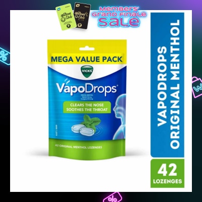 VICKS VapoDrops Original Menthol Lozenges Mega Value Pack (To Clear Nose & Soothes Throat) 42s