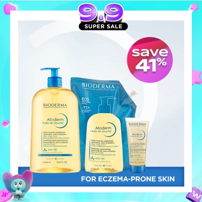 BIODERMA - Eczema-Prone Skin Anti-Itch Shower Oil Set (Bottle 1000ml, Eco Refill 1000ml & Travel Size 100ml) 1s image