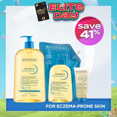 BIODERMA - Eczema-Prone Skin Anti-Itch Shower Oil Set (Bottle 1000ml, Eco Refill 1000ml & Travel Size 100ml) 1s