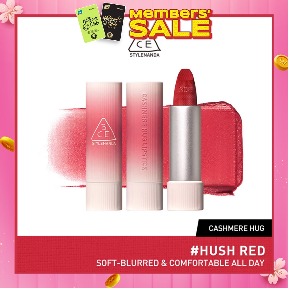 3CE Cashmere Hug Lipstick 08 Hush Red 1s
