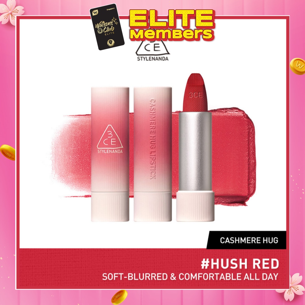 3CE Cashmere Hug Lipstick 08 Hush Red 1s