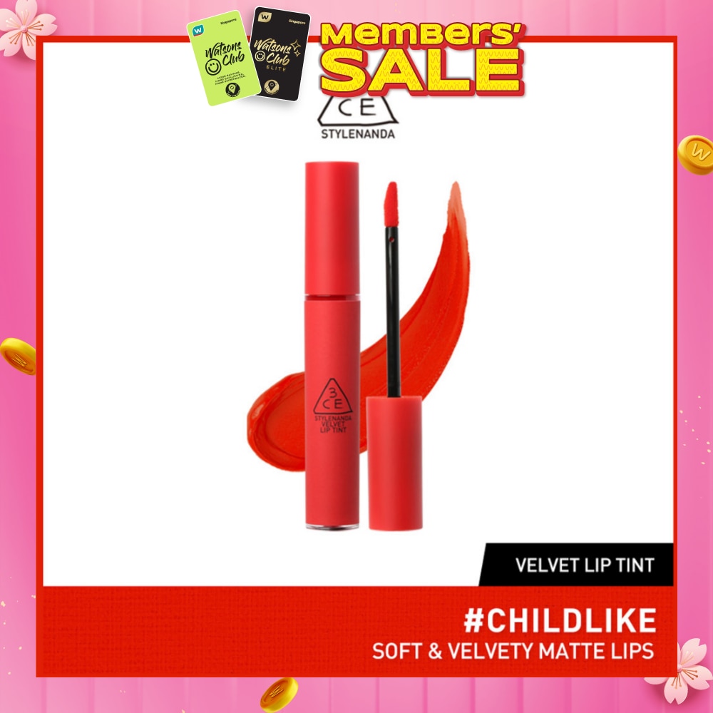 3CE Velvet Lip Tint #Childlike (Soft & Velvety Matte Lips) 28g (Expiry: Oct`2026)