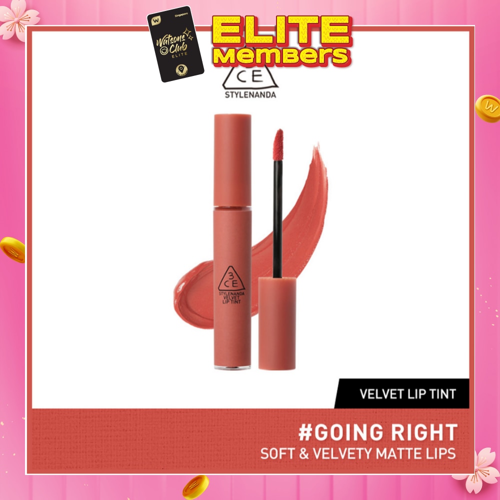 3CE Velvet Lip Tint #Going Right (Soft & Velvety Matte Lips) 28g (Expiry: Sep`2026)