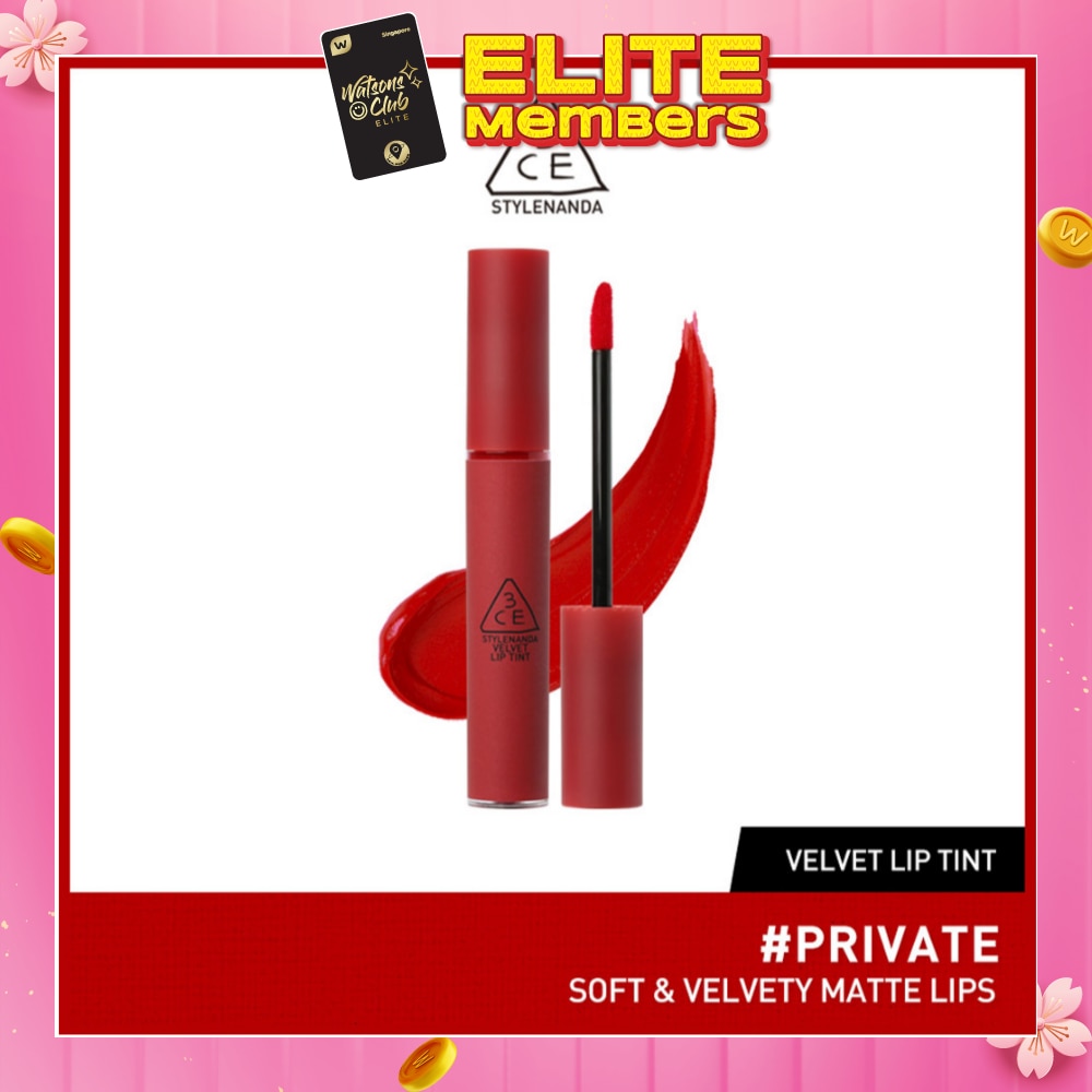 3CE Velvet Lip Tint #Private (Soft & Velvety Matte Lips) 28g (Expiry: Oct`2026)
