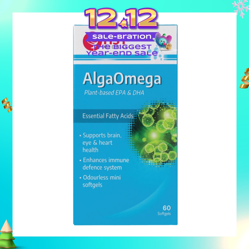 AlgaOmega Softgel (To Support Brain, Eye & Heart Health & Enhances Immune Defence System) 60s (Expiry: Sep`2026)