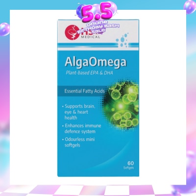 HST - AlgaOmega Softgel (To Support Brain, Eye & Heart Health & Enhances Immune Defence System) 60s (Expiry: Sep`2026)
