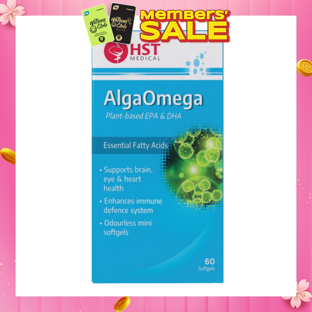 AlgaOmega Softgel (To Support Brain, Eye & Heart Health & Enhances Immune Defence System) 60s (Expiry: Sep`2026)