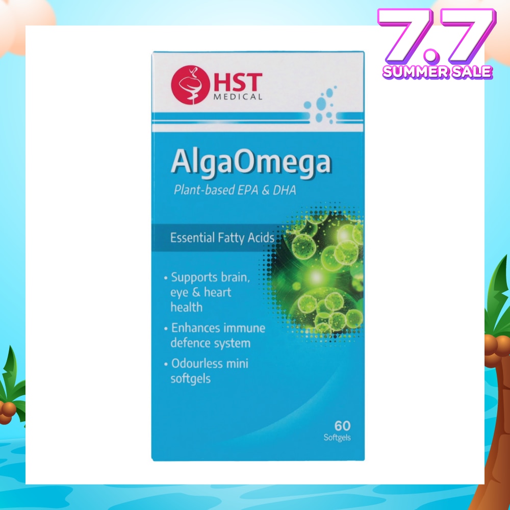 AlgaOmega Softgel (To Support Brain, Eye & Heart Health & Enhances Immune Defence System) 60s