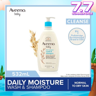AVEENO BABY Daily Moisture Wash and Shampoo with Natural Oat Extract (For Normal to Dry Sensitive Skin) 532ml