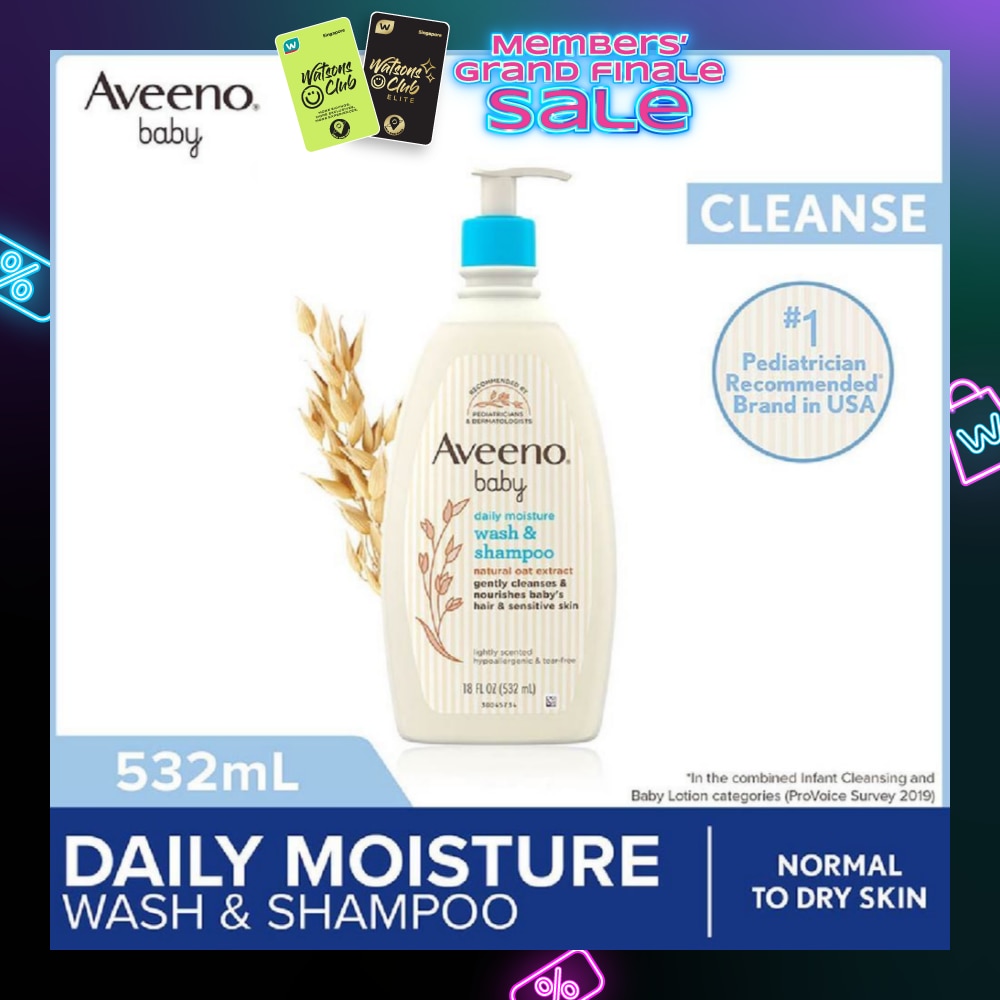 Daily Moisture Wash and Shampoo with Natural Oat Extract (For Normal to Dry Sensitive Skin) 532ml