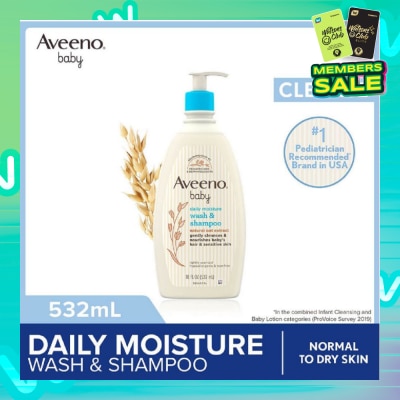 AVEENO BABY Daily Moisture Wash and Shampoo with Natural Oat Extract (For Normal to Dry Sensitive Skin) 532ml