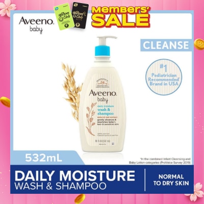 AVEENO BABY Daily Moisture Wash and Shampoo with Natural Oat Extract (For Normal to Dry Sensitive Skin) 532ml
