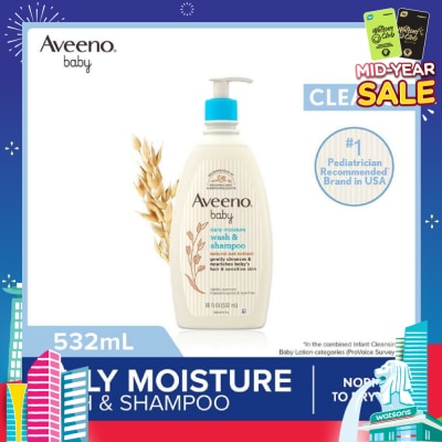 AVEENO BABY Daily Moisture Wash and Shampoo with Natural Oat Extract (For Normal to Dry Sensitive Skin) 532ml