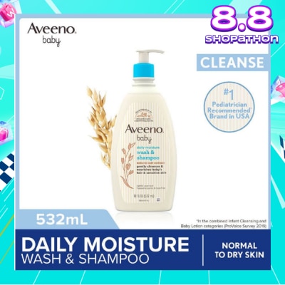 AVEENO BABY Daily Moisture Wash and Shampoo with Natural Oat Extract (For Normal to Dry Sensitive Skin) 532ml