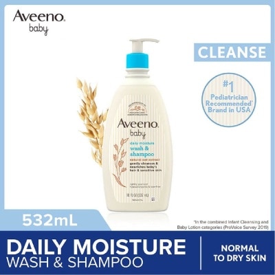 AVEENO BABY Daily Moisture Wash and Shampoo with Natural Oat Extract (For Normal to Dry Sensitive Skin) 532ml